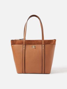 Accessorize London - Women's Faux Leather Tan Maddox Tote Bag