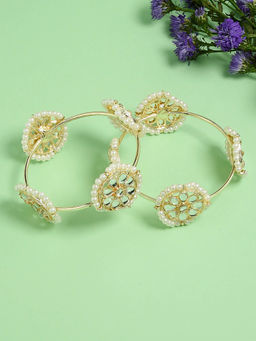 Fida - Toniq Gold Plated Kundan Pearl Kada (Set of 2) (2.4)