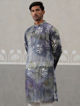 Jompers - Men Blue Cotton Blend Printed Kurta