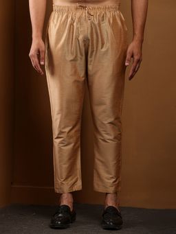 MULTI SHADES - Men Gold Viscose Plain Straight Fit Pyjama