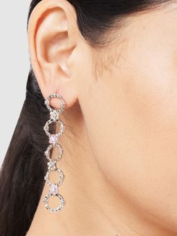 Globus - Women Silver-Plated Circular Drop Earrings