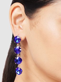 Globus - Women Navy Geometric Gold-Plated Drop Earrings