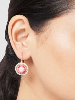 Globus - Women Pink Circular Gold-Plated Drop Earrings