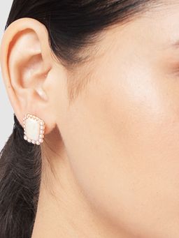 Globus - Women Rose Gold-Plated Square Stud Earrings