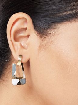 Globus - Women Grey Geometric Gold-Plated Drop Earrings