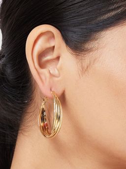 Globus - Women Gold-Plated Circular Hoop Earrings