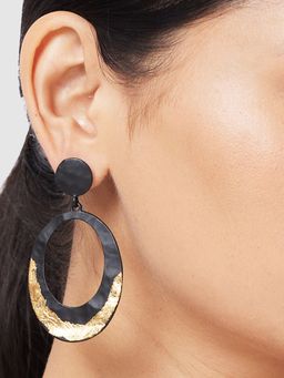 Globus - Women Black Oval Drop Earrings