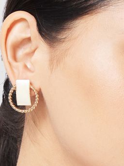 Globus - Women White Circular Gold-Plated Stud Earrings
