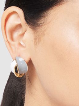 Globus - Women Grey Oval Gold-Plated Stud Earrings