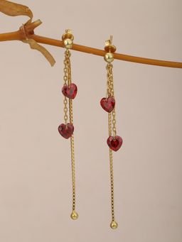 Carlton London - Gold Plated Dangling Heart with Zirconia Drop Earring