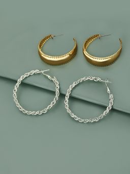 Carlton London - Set of 2 Gold and Rhodium Plated Hoop Earring