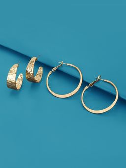 Carlton London - Set of 2 Gold Plated Contemporary Hoop Earring