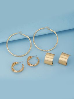 Carlton London - Set of 3 Gold Plated Fashionate Hoop Earring
