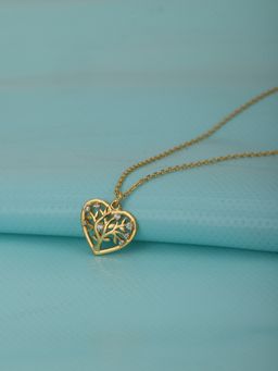 Carlton London - Gold Plated Dangling Heart with Zirconia Pendant with Chain