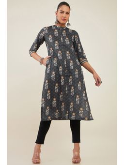 Soch - Women Black Rayon Printed Kurta