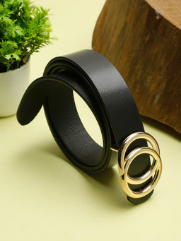 Teakwood - Women Black Solid Genuine Leather Belt