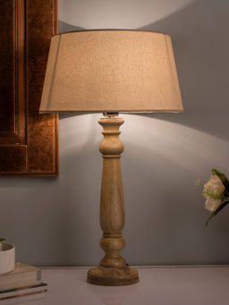 Homesake - Mabel Wood Table Lamp With Khadi Shade