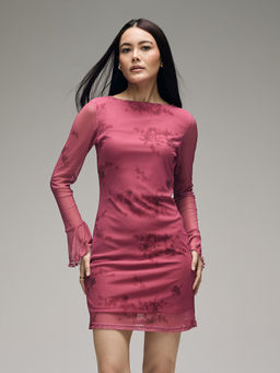 Twenty Dresses by Nykaa Fashion - Multicolor Floral Bell Sleeves Bodycon Mini Dress