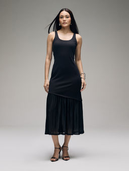 Twenty Dresses by Nykaa Fashion - Black Combination Style Sleeveless Midi Dress