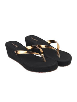 LAZERA SHOES - Mid-Heel Platform Slip-On Black Sandals