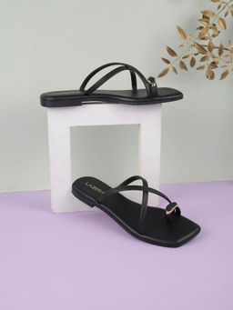 LAZERA SHOES - Lazera Minimal Toe Loop Black Flats