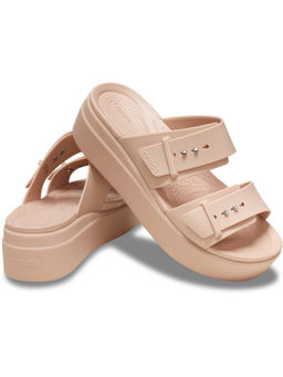 D'Shoe Lounge - Peach Brooklyn Buckle Low Wedges Sandal