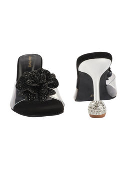 D'Shoe Lounge - Black Couture Crystal Rose Heel