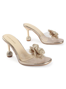 D'Shoe Lounge - Gold Couture Crystal Rose Heel