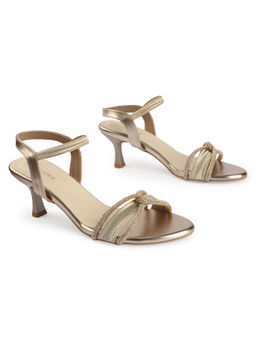 D'Shoe Lounge - Gold Crystal Strap Slingback Heels