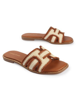 D'Shoe Lounge - Tan Handcrafted Embroidered Flats