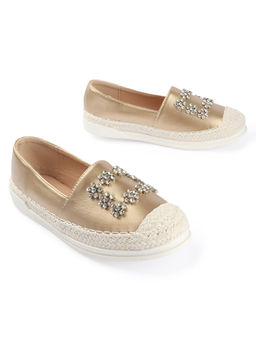 D'Shoe Lounge - Gold Embellished Espadrille Flats