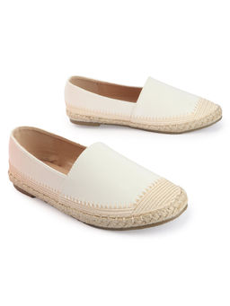 D'Shoe Lounge - White Handcrafted Stitched Espadrille Flats