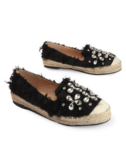 D'Shoe Lounge - Black Crystal Detailing Espadrille