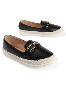 D'Shoe Lounge - Elegant Black Espadrille Loafers