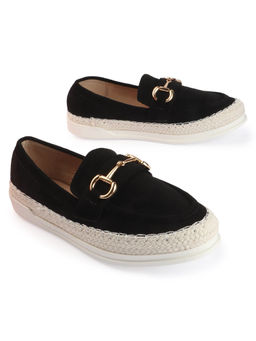 D'Shoe Lounge - Elegant Black Suede Espadrille Loafers