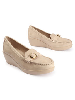 D'Shoe Lounge - Beige Premium Wedge Heel Loafers