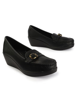 D'Shoe Lounge - Black Premium Wedge Heel Loafers