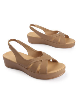 D'Shoe Lounge - Beige Slingback Wedge Sandals
