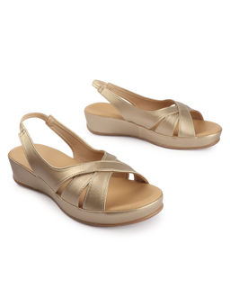 D'Shoe Lounge - Gold Slingback Wedge Sandals