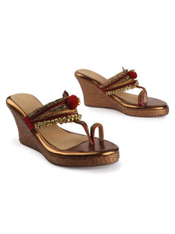 D'Shoe Lounge - Luxe Gold Beaded Wedges