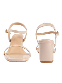 D'Shoe Lounge - Cream Glossy Block Heel Sandals