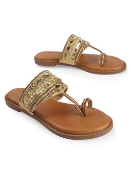 D'Shoe Lounge - Hand-Embellished Toe Loop Flats