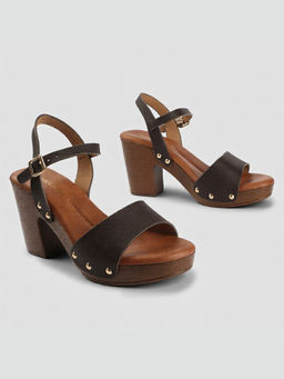 D'Shoe Lounge - Brown Champagne Festive Block Heels