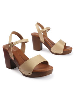 D'Shoe Lounge - Gold Champagne Festive Block Heels
