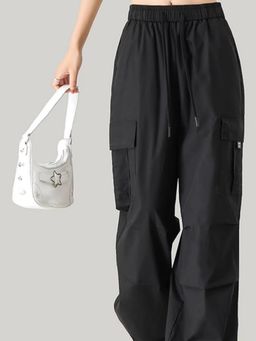 Outzidr - Black Parachute Cargo Pocket Trouser