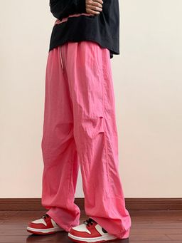 Outzidr - Pink Pleated Elasticated Trouser