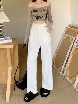 Outzidr - White Button Down Flap Waistband Pant