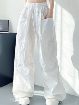 Outzidr - White Cargo Parachute Pant