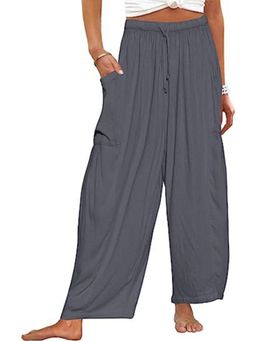 Outzidr - Grey Wide Leg Casual Cargo Pant
