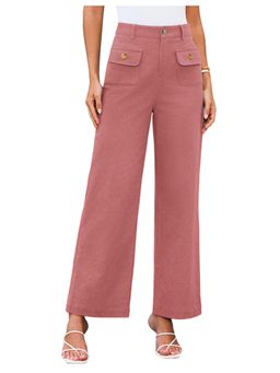 Outzidr - Pink Front Pockets Straight Leg Trouser